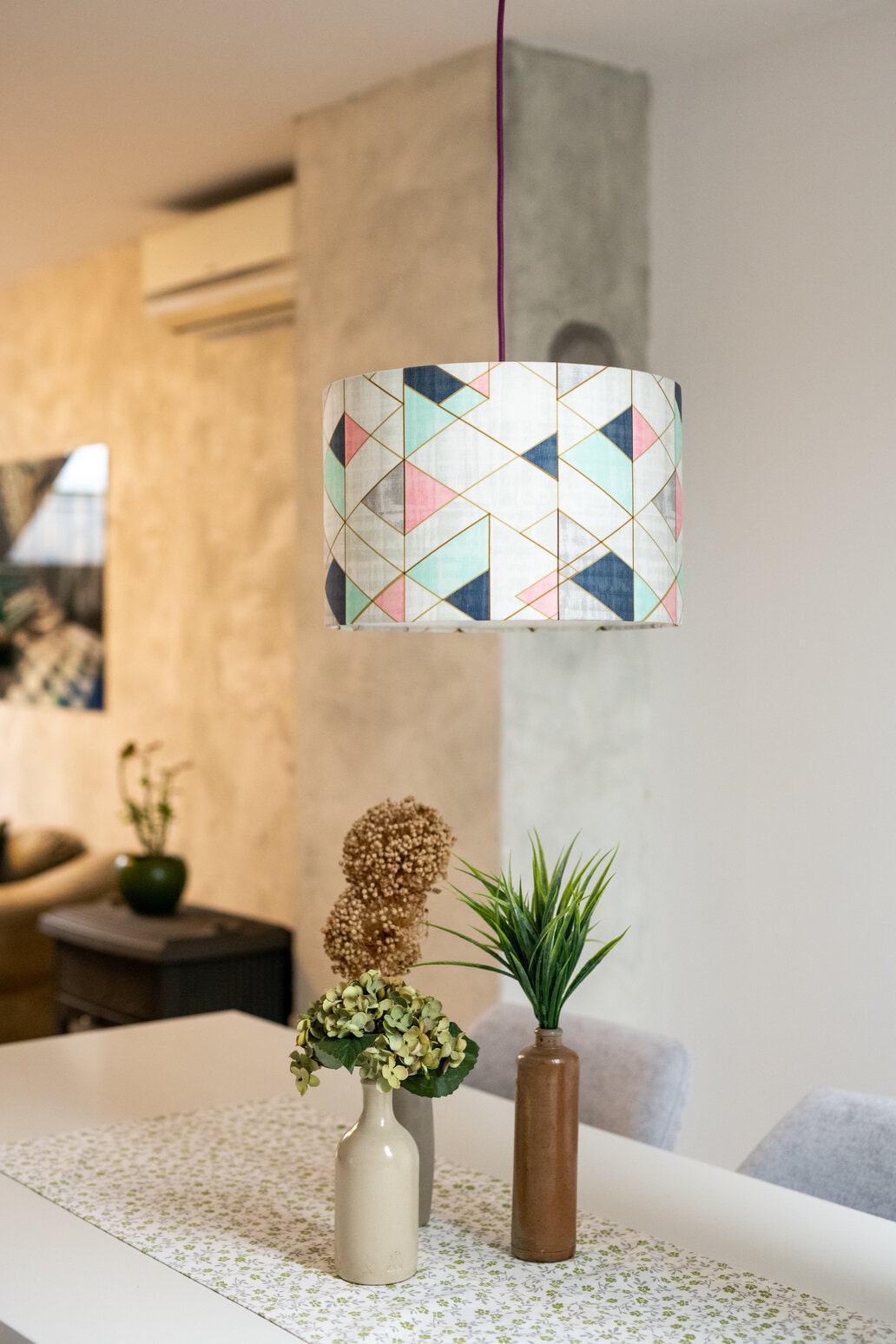 Colorful triangles chandelier