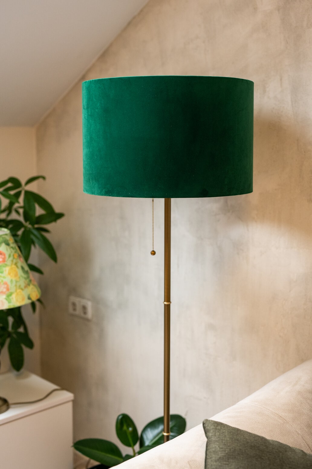 Green velvet lamp